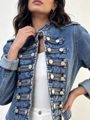 Army Green regular denim jacket with collared