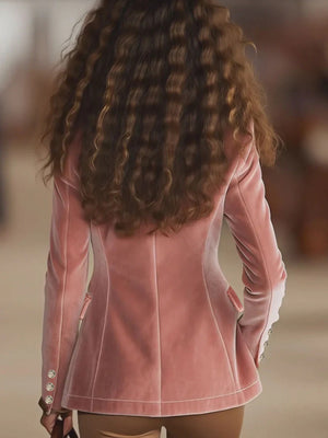 100% polyester Care instructions: Machine wash cold blazer in Dusty Pink with fitted silhouette