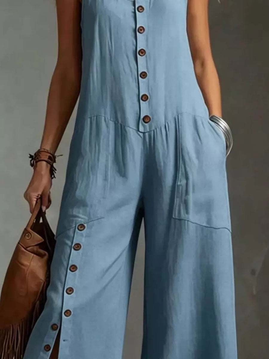 100% polyester Care instructions: Machine wash cold jumpsuit in Caramel with relaxed silhouette