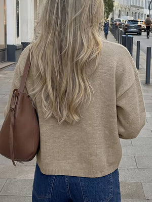 camel cardigan with stretch and long sleeve