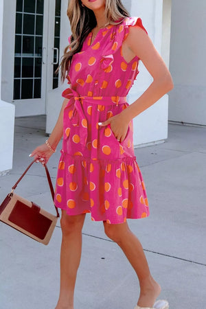 Ruffle Sleeve Polka Dot Mini Dress option 7