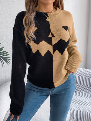 pullover sweater in Orange with stretch and hip-length