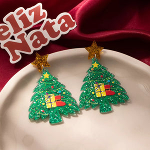 earrings in emerald green with novelty and glitter detail