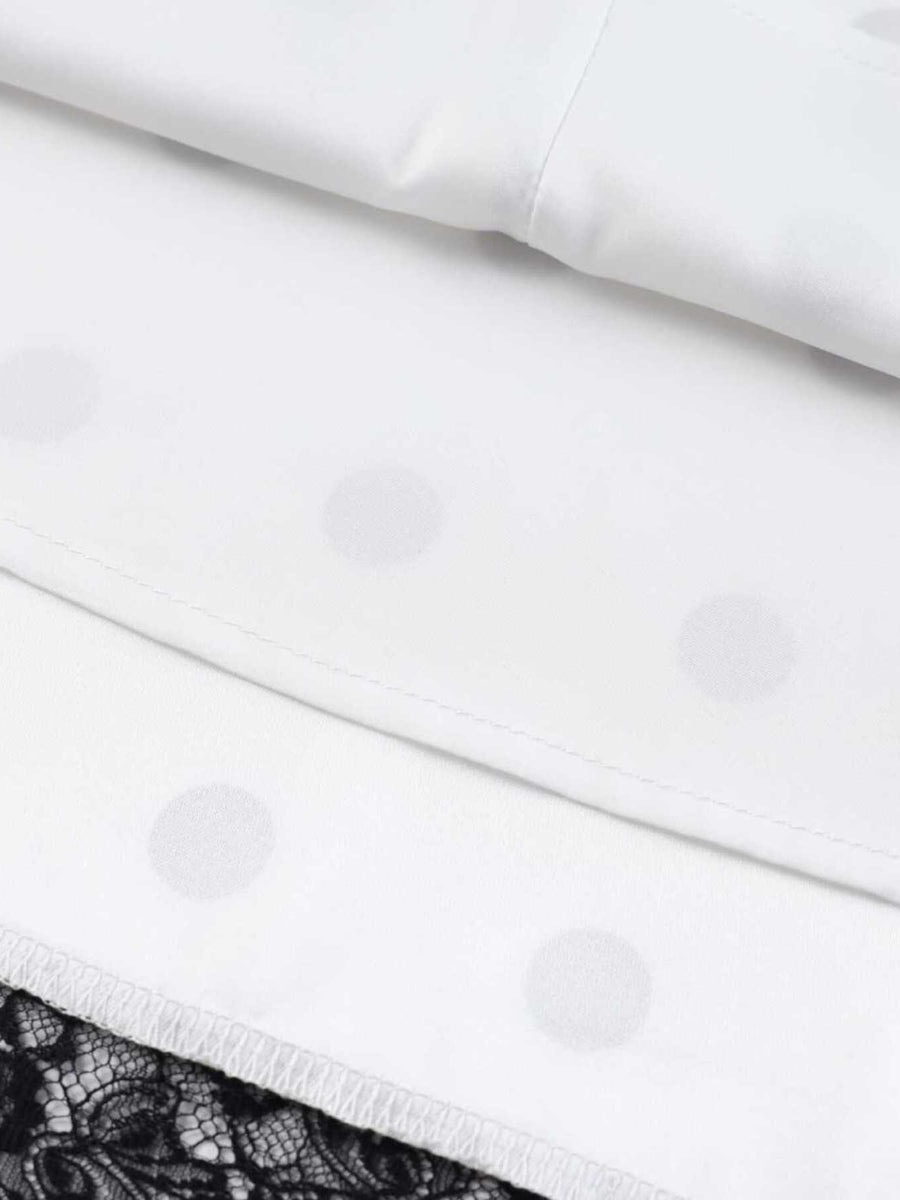 ivory midi skirt featuring lace and polka dot