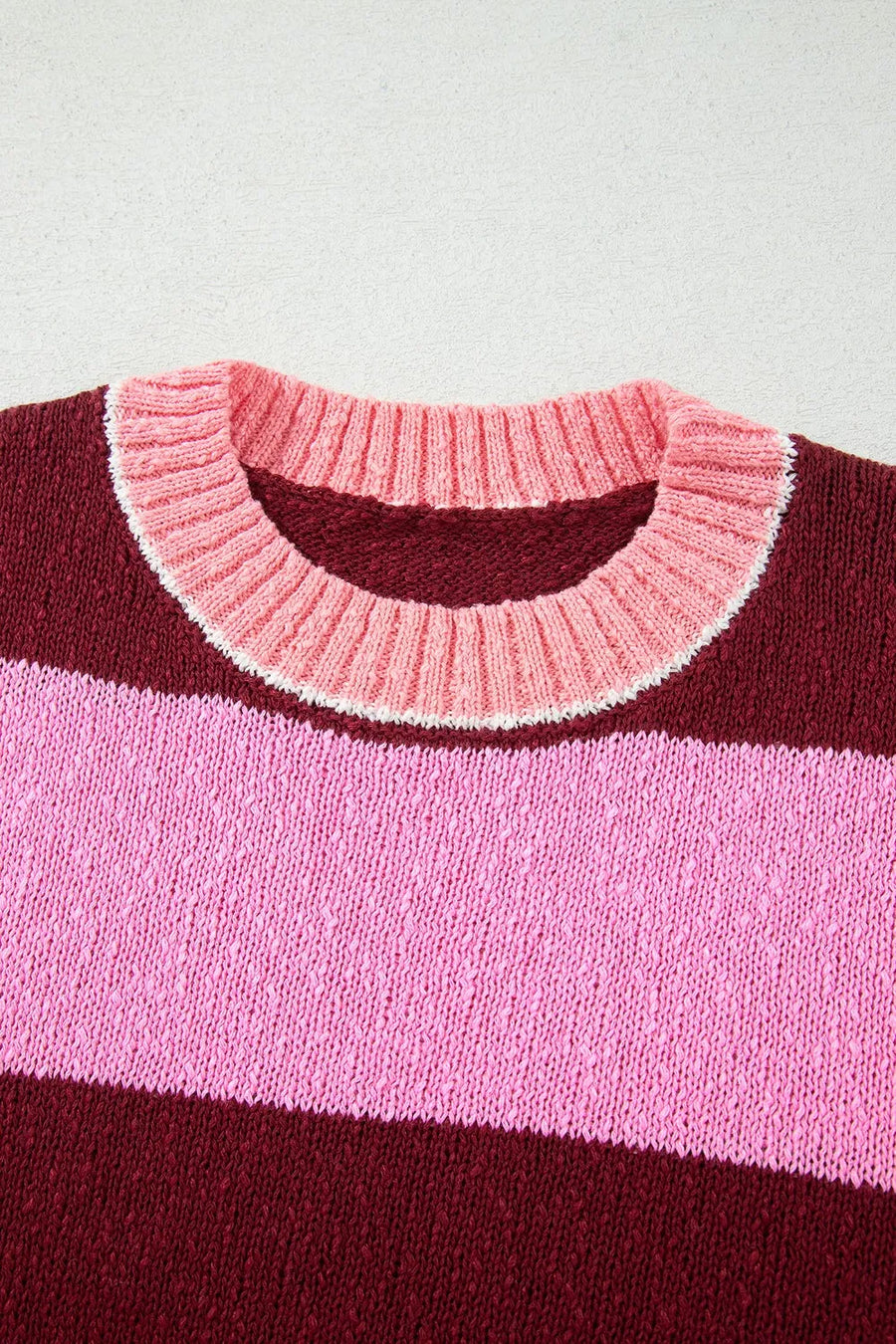 hot pink pullover sweater with stretchy and long sleeve