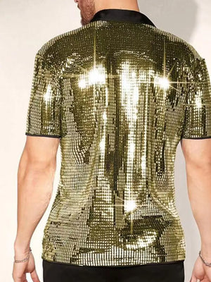 button-up shirt in Silver with sequin and buttoned