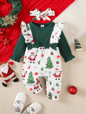 festive overalls in white with crew neck