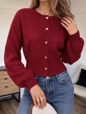 cardigan in burgundy featuring buttoned and regular fit