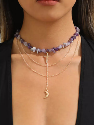 amethyst purple necklace with choker and clasp
