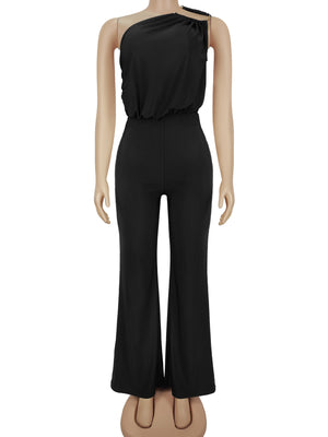 modern jumpsuit in Black with one-shoulder