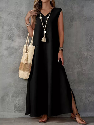 bohemian maxi dress in Light Purple with v-neck