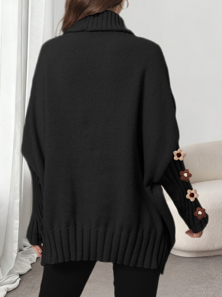 light beige oversized turtleneck sweater with turtleneck