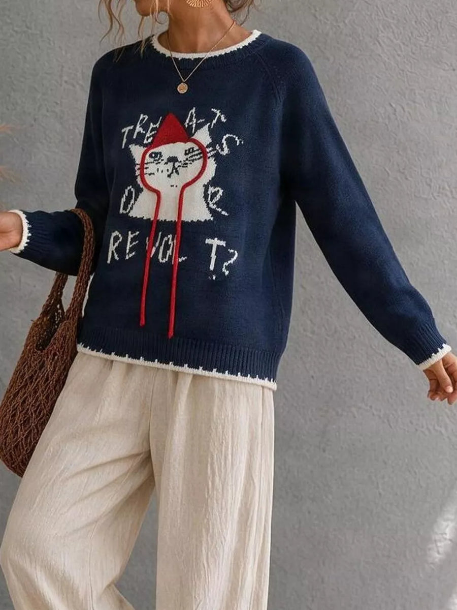 70% acrylic,30% polyester Care instructions: Machine wash cold pullover sweater in red with relaxed silhouette