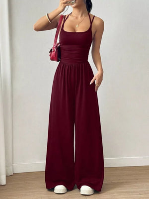modern jumpsuit in Olive Green with square neck