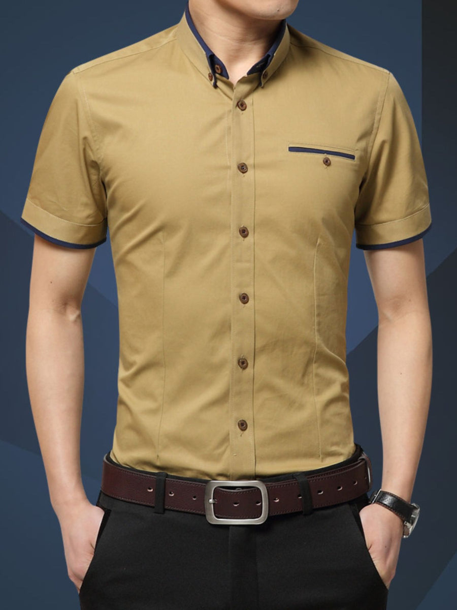 classic button-up shirt in Light Blue with collared