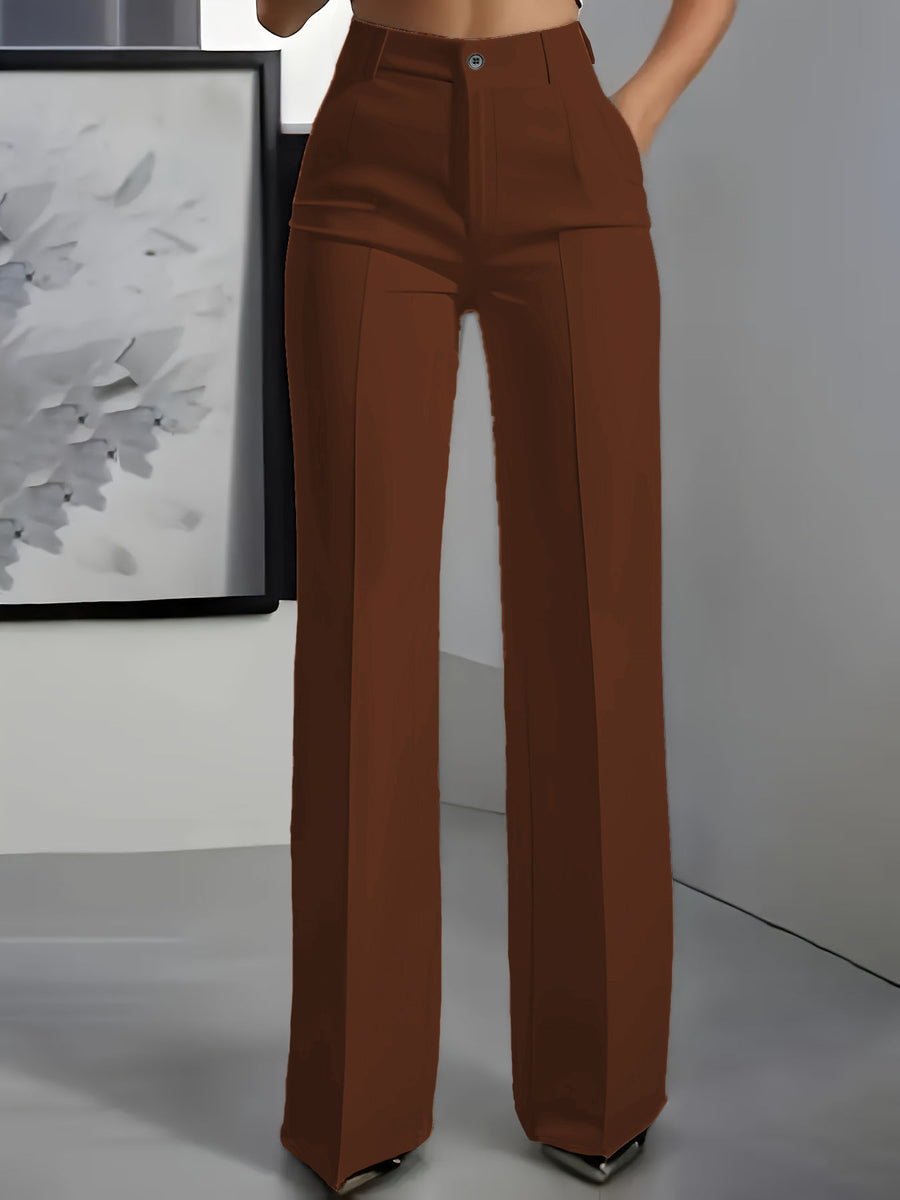 wide-leg pants in Yellow with high-waisted and full-length