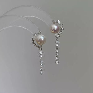 Silver earrings with drop and post-back
