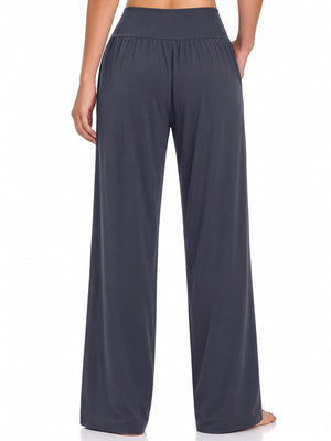 wide-leg pants in Dark Blue with pocketed and full-length