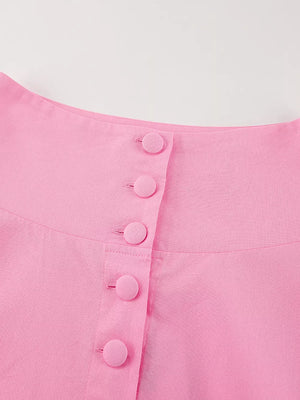 Cap Sleeve Button-down Crop Top And Midi Skirt Set in Light Blue