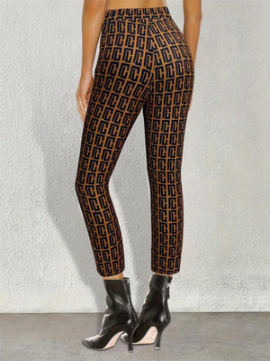 Geometric Pattern Slim-Fit Cropped Pants