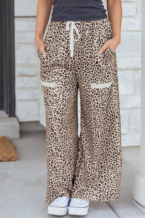 wide-leg pants featuring leopard-print in Leopard with 100% polyester Care instructions: Machine wash cold texture