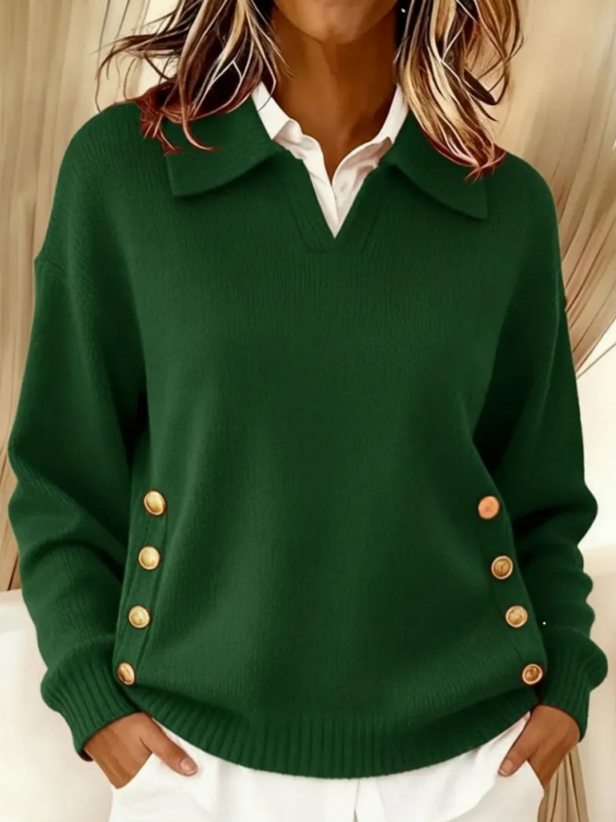 Dark Brown pullover sweater with hip-length and pullover