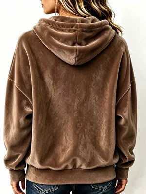 Brown relaxed pullover hoodie with hooded