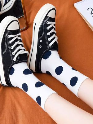 socks featuring polka dot in white with cotton Imported Size & texture