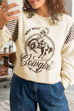 60% cotton, 35% polyester, 5% elastane Care instructions: Machine wash cold pullover sweater in Beige with relaxed silhouette