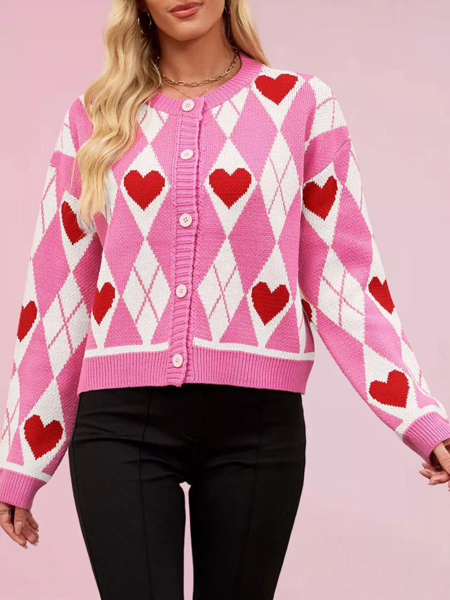 100% Acrylic Care instructions: Machine wash cold cardigan in red with relaxed silhouette