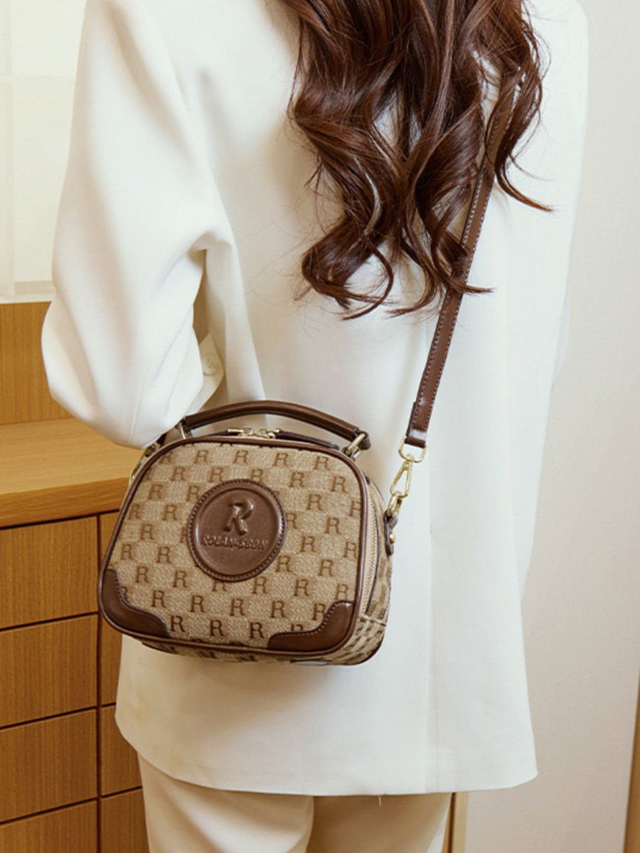 PU Leather Imported Size & crossbody bag in Camel with boxy silhouette