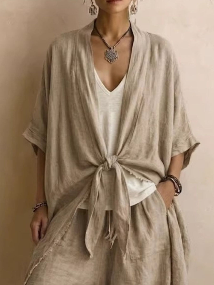 100% polyester Care instructions: Machine wash cold two-piece set in Brown with relaxed silhouette