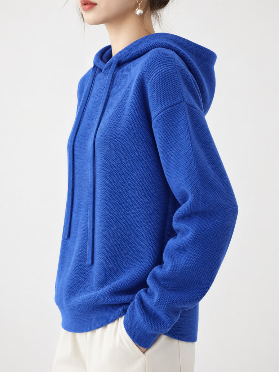 minimalist pullover sweater in White with hooded