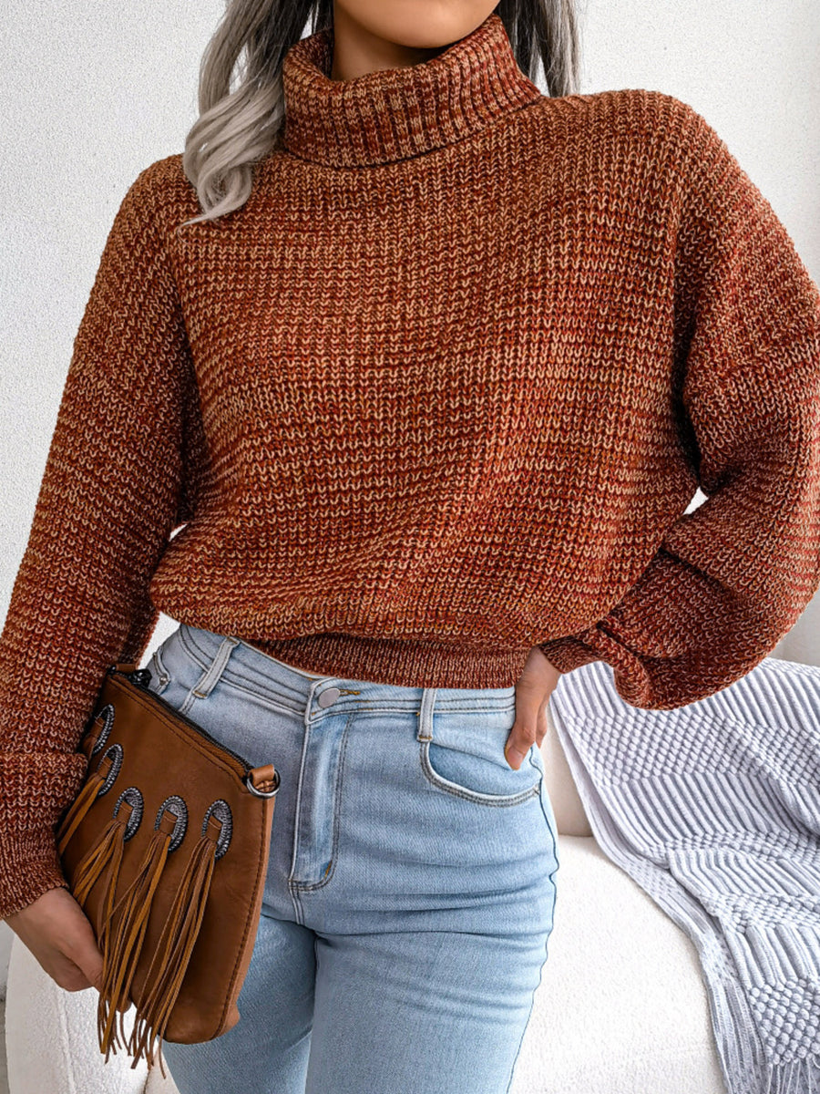 lime green turtleneck sweater with stretch and long sleeve