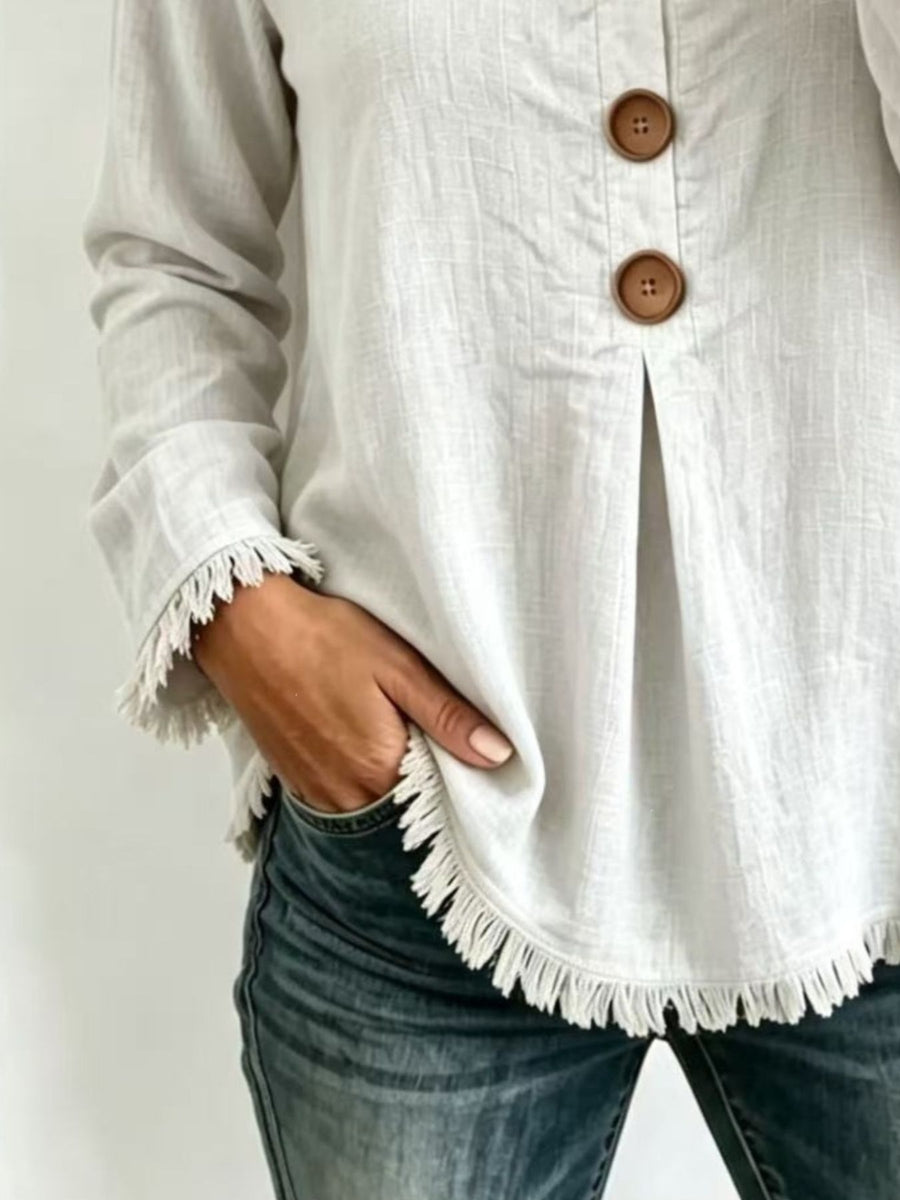 boho blouse in White with henley