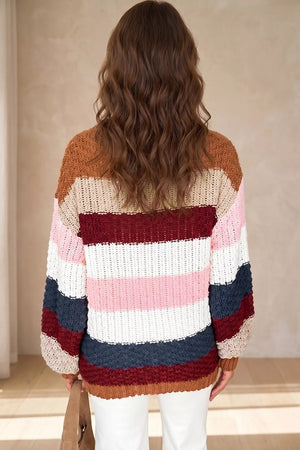 brown pullover sweater with hip-length and pullover