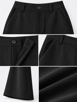 High-Waisted Slim-Fit Straight-Leg Pants Plus Size in Apricot-Regular with high-waisted