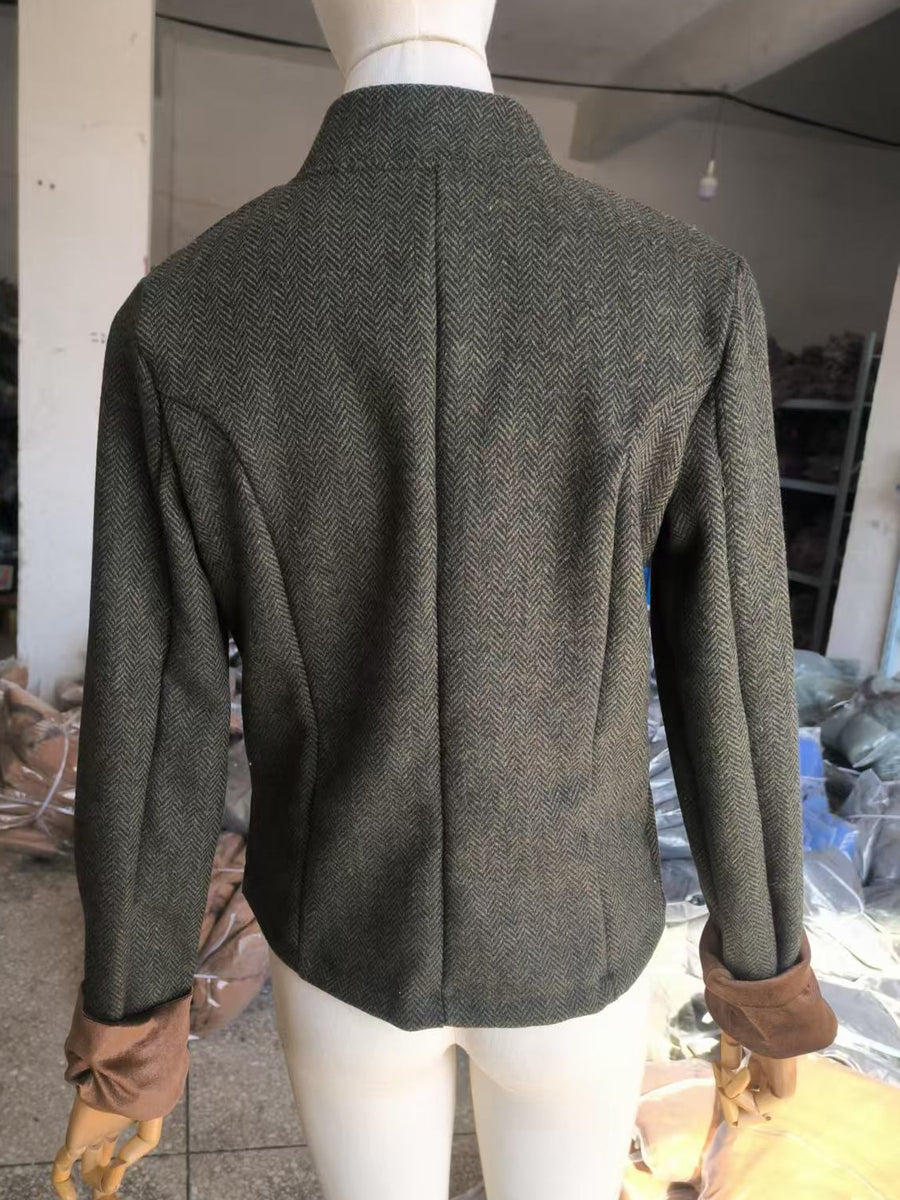 blazer featuring herringbone in brown with Polyester 35% Care instructions: Hand wash or professionally dry clean texture