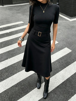 black A-line skirt