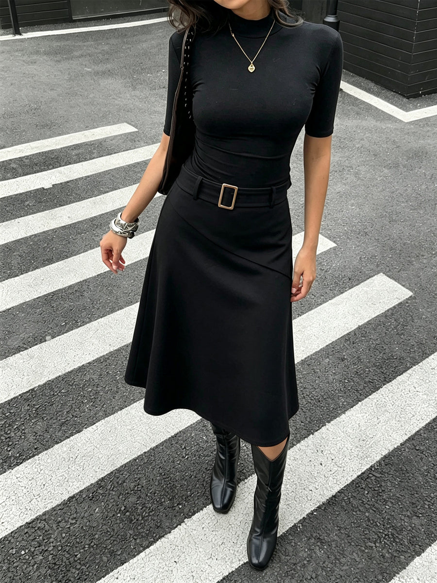 black A-line skirt