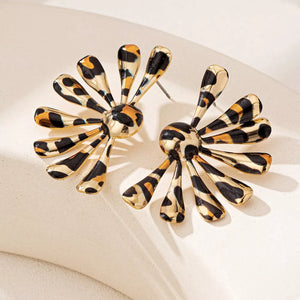 18K Gold-Plated, Alloy Care instructions: Avoid wearing during exercise, as swea earrings in tan with fan-shaped silhouette