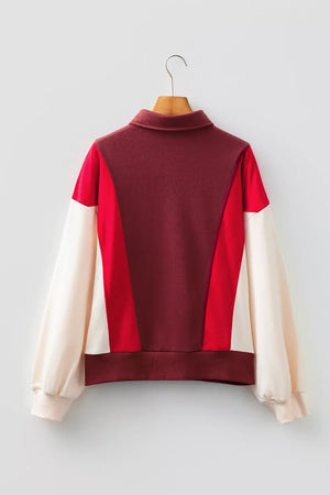 streetwear sweatshirt in red with henley