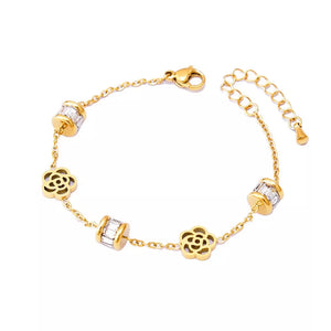 18K Gold-Plated,Titanium Steel,Zircon Care instructions: Avoid wearing during ex bracelet in Gold with straight silhouette
