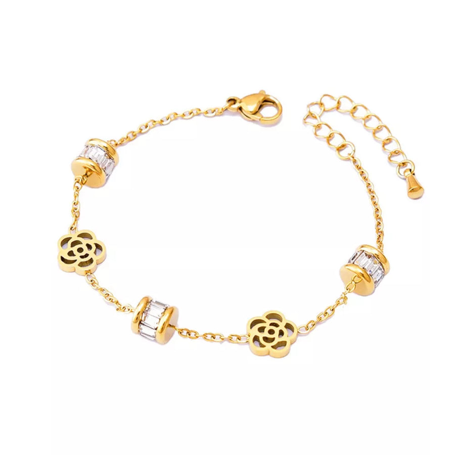 18K Gold-Plated,Titanium Steel,Zircon Care instructions: Avoid wearing during ex bracelet in Gold with straight silhouette