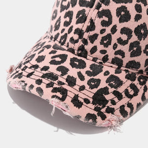 cap in brown with leopard and distressed