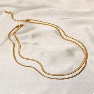 18k Gold-plated Stainless Steel Layered Necklace in gold with layered