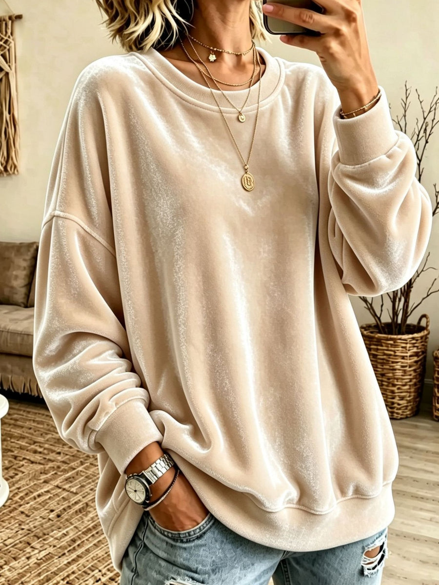 100% polyester Care instructions: Machine wash cold sweatshirt in Dark Gray with loose silhouette