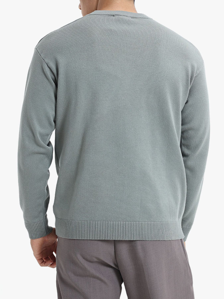minimalist crewneck sweater in Khaki with crew neck