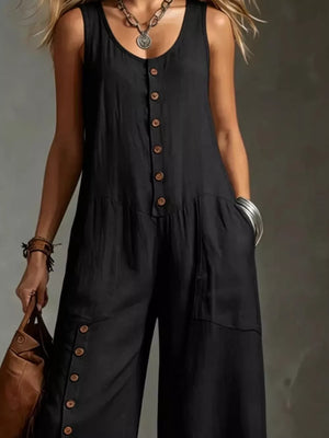 bohemian jumpsuit in Blue with scoop neck
