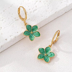emerald green earrings with short and hinged hoop